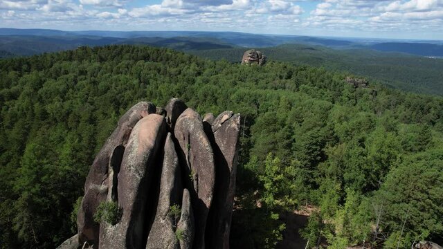 landscape - Rocks in the national park, aerial video filming