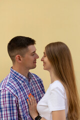 romantic meeting of a young man and a girl