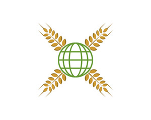 Four wheat farm with green globe in the middle