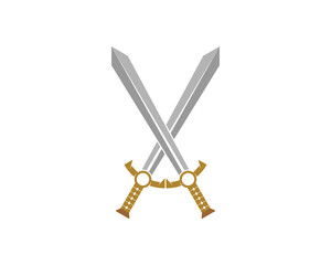 Sword crossing vector illustration logo