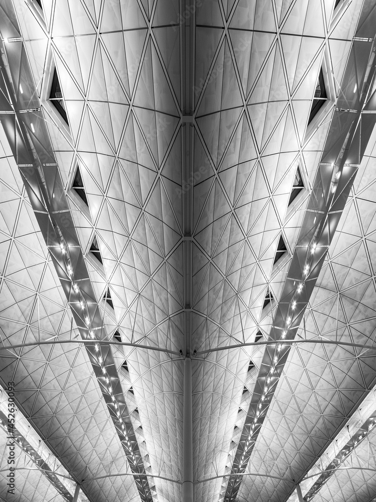 Poster details of ceiling of modern architecture. building abstract background pattern