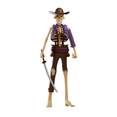 Charismatic Skull Cowboy 3DCartoon Picture looks gorgeous with a sword