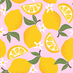 Slats personalizados com sua foto Tropical seamless pattern with yellow lemons isolated on pink background. Design for textile, wrapping paper, wallpaper.