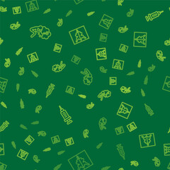 Set line Head with question mark, Addiction to the drug and Rorschach test on seamless pattern. Vector