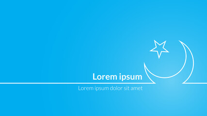 Cyan Background with crescent moon