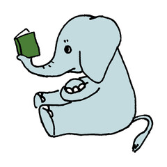 読書をするゾウ
