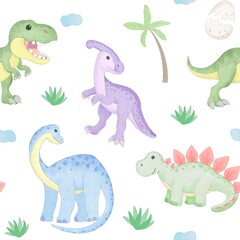 Obraz na płótnie Canvas Dinosaurs seamless pattern 