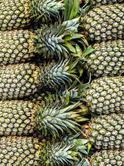 fresh pineapple in line at traditional market