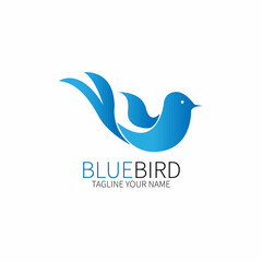 blue bird animal design logo vector