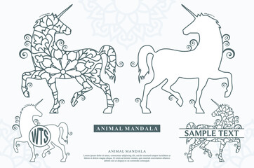 Unicorn Mandala Vector. Vintage decorative elements. Oriental pattern, vector illustration.