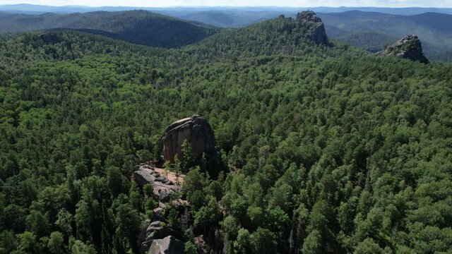 landscape - Rocks in the national park, aerial video filming