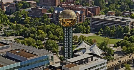 Knoxville Tennessee Aerial v10 drone view orbiting shot around the sunsphere observation tower in world's fair park at daytime - Shot with Inspire 2, X7 camera - August 2020
