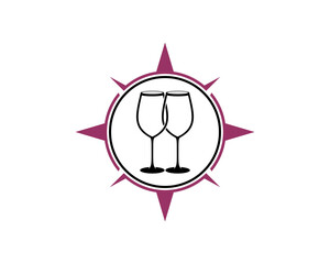 Obraz premium Wine glass in the compass logo