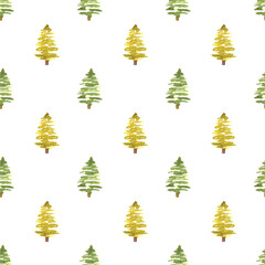 Watercolor christmas tree pattern.