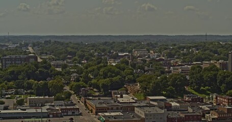 Cape Girardeau Missouri Aerial v2 flying along mississippi river capturing the townscape and cable stayed bill emerson memorial bridge - Shot with Inspire 2, X7 camera - August 2020