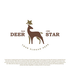 Vintage retro deer logo. Deer with star horn vector premium 
