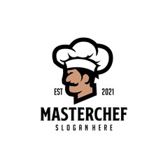 Chef in hat logo vector design template for restaurant or cuisine Vector illustration.