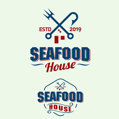 Seafood House emblem symbol in vintage style vector format
for food business logo, t-shirt graphic, design element, or any other purpose.