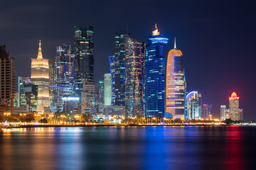 Obraz premium Doha city at night, Qatar, Middle East