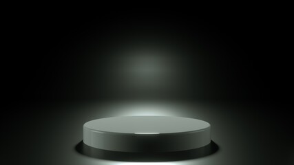 3D rendering stand podium on black background with backlight