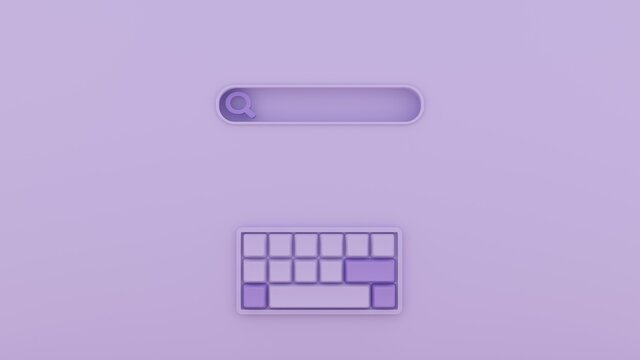 Minimal blank space web page or landing page with search text box and mini keyboard.3d illustration and rendering.