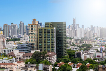 Fototapeta na wymiar Aerial view of high Residential in Bangkok, Thailand
