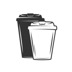 Coffee cups isolated on white background. Coffee to go concept. Vector illustration
