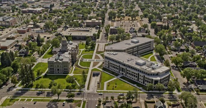 Cheyenne Wyoming Aerial V4 Cinematic Orbit Shot Capturing The State Capitol Building Governor Office And The Vast Expanse Of Cityscape - Shot With Inspire 2, X7 Camera - August 2020