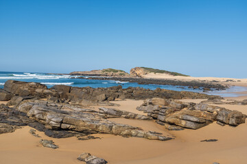 Fototapeta na wymiar Beautiful shores, rock pools of South Africa coastline