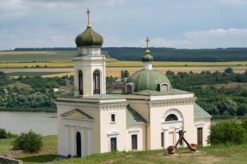The beautiful Alexander Nevsky Cathedral, 1834, stands on the high bank of the river. Dniester.