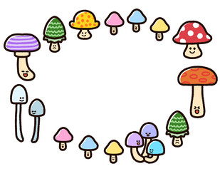 カラフルなキノコのフェアリーリング