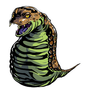 UMAツチノコ・・tsuchinoko, UMA art on white background