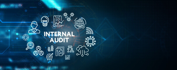 Business, Technology, Internet and network concept. virtual screen of the future and sees the inscription: Internal audit