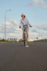 happy girl biker