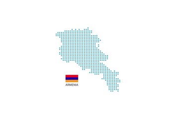 Armenia map design blue circle, white background with Armenia flag.
