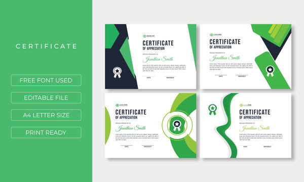 Corporate Green Certificate Template Awards Diploma Background Vector