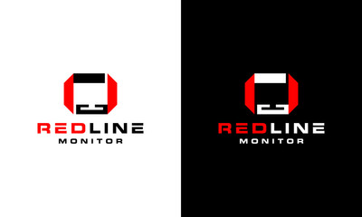 Initial Letter RL LR with Monitor Computer Negative Space Logo Design Inspiration