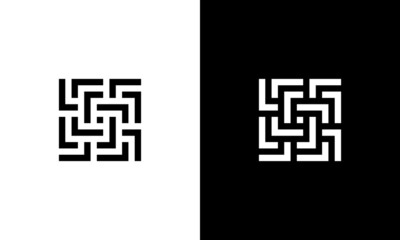 Square Labyrinth Maze with Initial Letter L logo Design Inspiration
