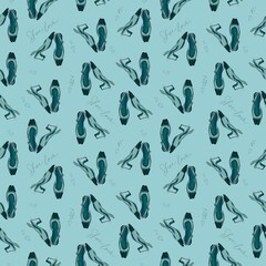 Fashion Seamless pattern background with hand drawn sketch of elegant women shoes