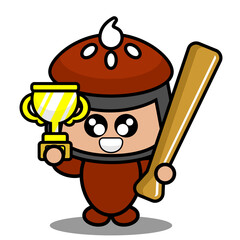 vector cartoon character doodle cake pie cute mascot costume win baseball