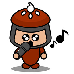 vector cartoon character doodle cake pie cute mascot costume singing