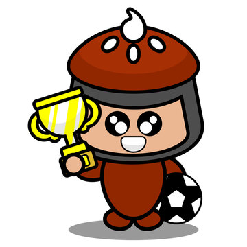 vector cartoon character doodle cake pie cute mascot costume wins football
