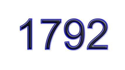 blue 1792 number 3d effect white background