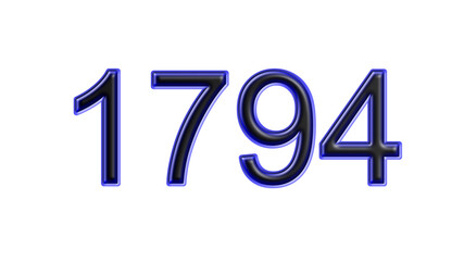 blue 1794 number 3d effect white background