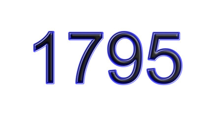 blue 1795 number 3d effect white background
