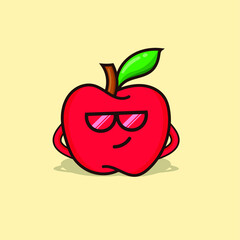 Apple character illustration isolated vector cute expression. emoticon red apple funny element design for icon, web, education poster, banner