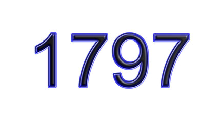 blue 1797 number 3d effect white background