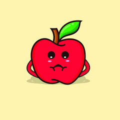 Apple character illustration isolated vector cute expression. emoticon red apple funny element design for icon, web, education poster, banner