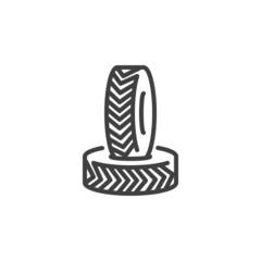 Car wheel tyre line icon
