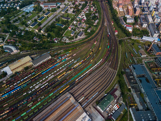 aerial view of railroad hub